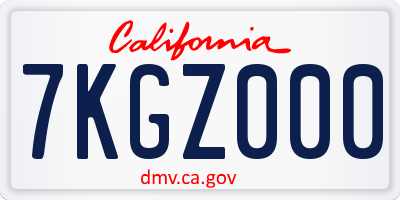 CA license plate 7KGZ000