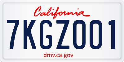 CA license plate 7KGZ001
