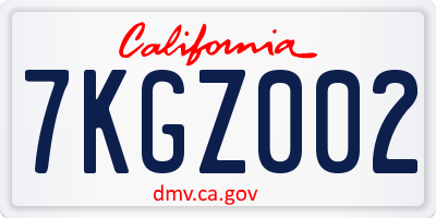 CA license plate 7KGZ002