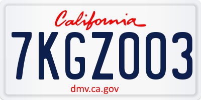 CA license plate 7KGZ003