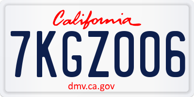 CA license plate 7KGZ006