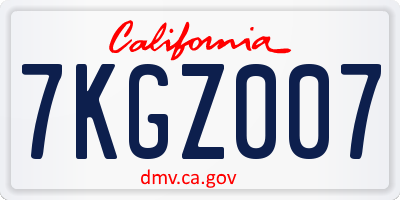 CA license plate 7KGZ007