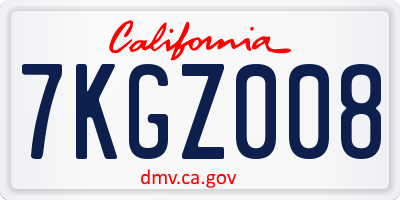 CA license plate 7KGZ008
