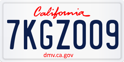 CA license plate 7KGZ009