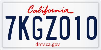 CA license plate 7KGZ010