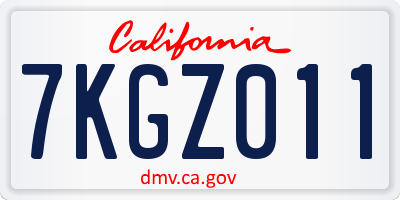 CA license plate 7KGZ011