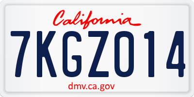 CA license plate 7KGZ014