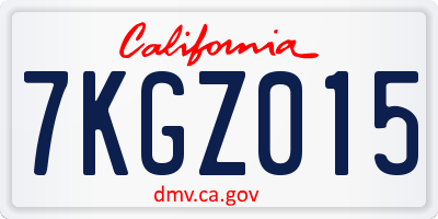 CA license plate 7KGZ015