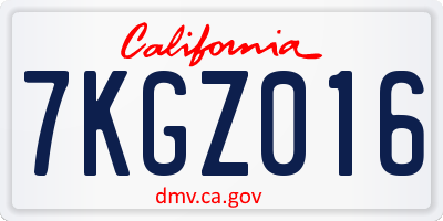 CA license plate 7KGZ016