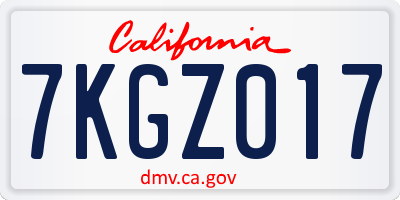 CA license plate 7KGZ017