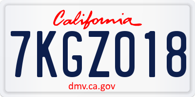 CA license plate 7KGZ018