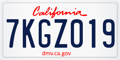 CA license plate 7KGZ019