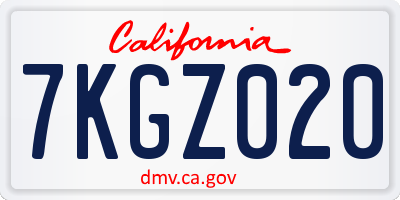 CA license plate 7KGZ020