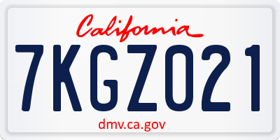 CA license plate 7KGZ021