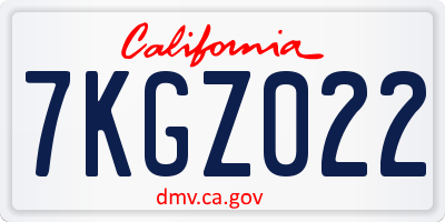 CA license plate 7KGZ022