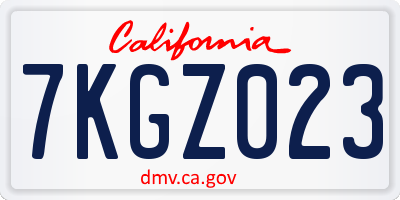 CA license plate 7KGZ023