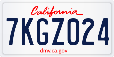 CA license plate 7KGZ024