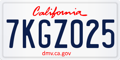 CA license plate 7KGZ025