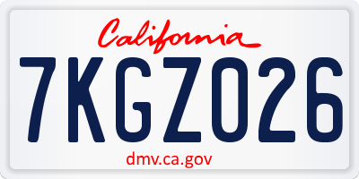 CA license plate 7KGZ026