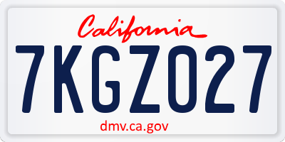 CA license plate 7KGZ027