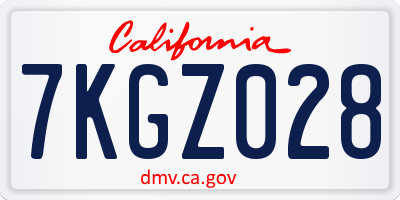 CA license plate 7KGZ028