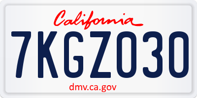 CA license plate 7KGZ030