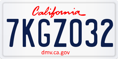 CA license plate 7KGZ032