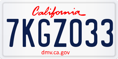 CA license plate 7KGZ033