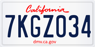 CA license plate 7KGZ034