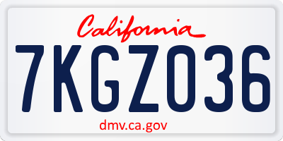 CA license plate 7KGZ036