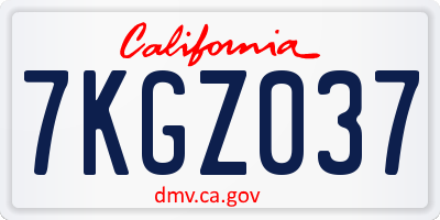 CA license plate 7KGZ037