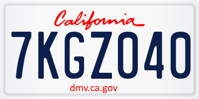 CA license plate 7KGZ040