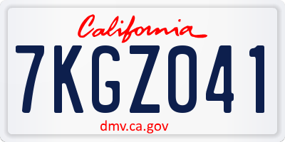 CA license plate 7KGZ041