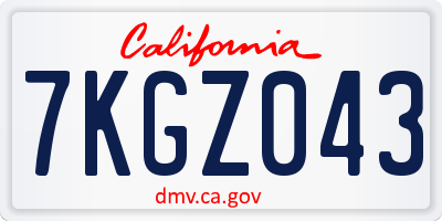 CA license plate 7KGZ043