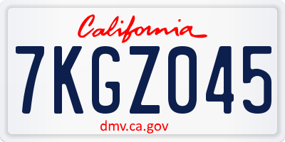 CA license plate 7KGZ045