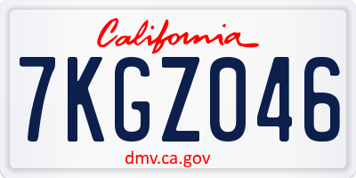 CA license plate 7KGZ046