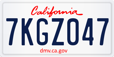 CA license plate 7KGZ047