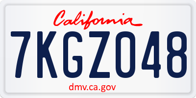CA license plate 7KGZ048