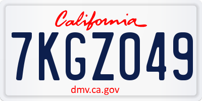 CA license plate 7KGZ049