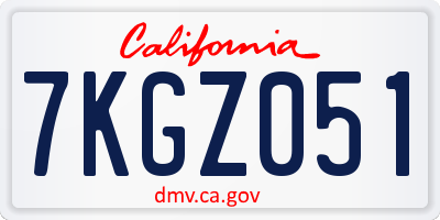 CA license plate 7KGZ051