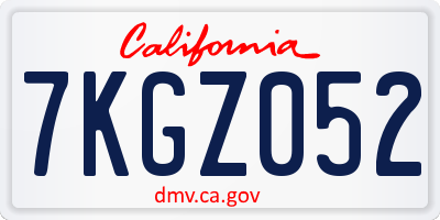 CA license plate 7KGZ052