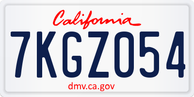 CA license plate 7KGZ054