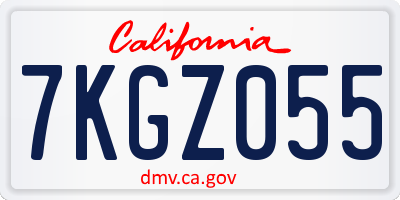 CA license plate 7KGZ055