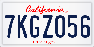 CA license plate 7KGZ056