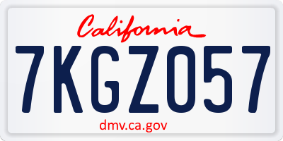 CA license plate 7KGZ057