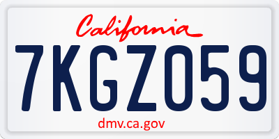 CA license plate 7KGZ059