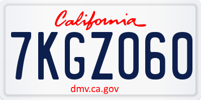 CA license plate 7KGZ060