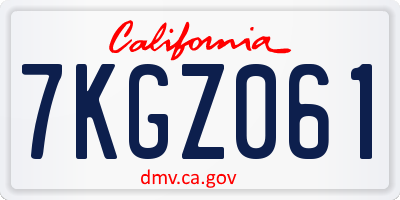 CA license plate 7KGZ061