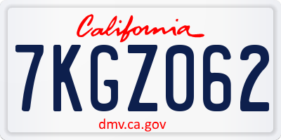 CA license plate 7KGZ062