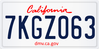 CA license plate 7KGZ063